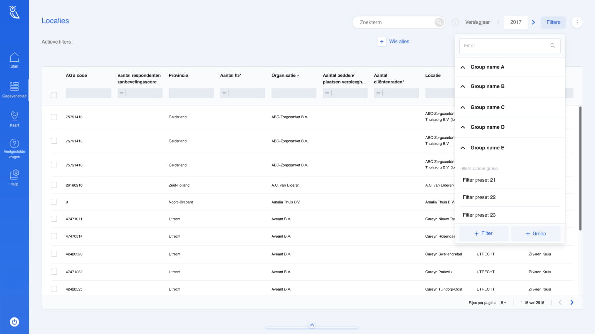 Web application for data analysis